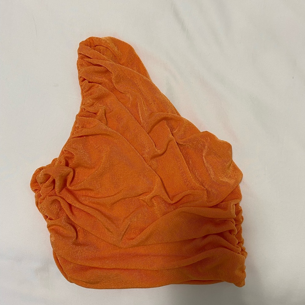 Orange one shoulder crop top